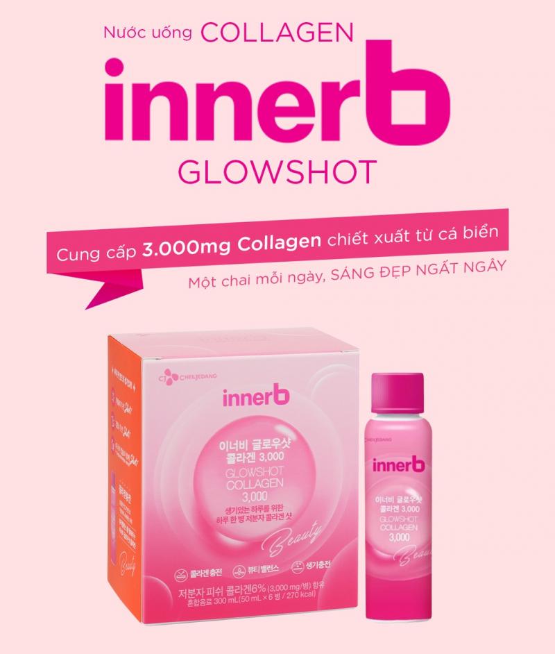 Hộp 6 chai nước uống Collagen Vitamin C sáng da InnerB Glowshot (50mlx6)