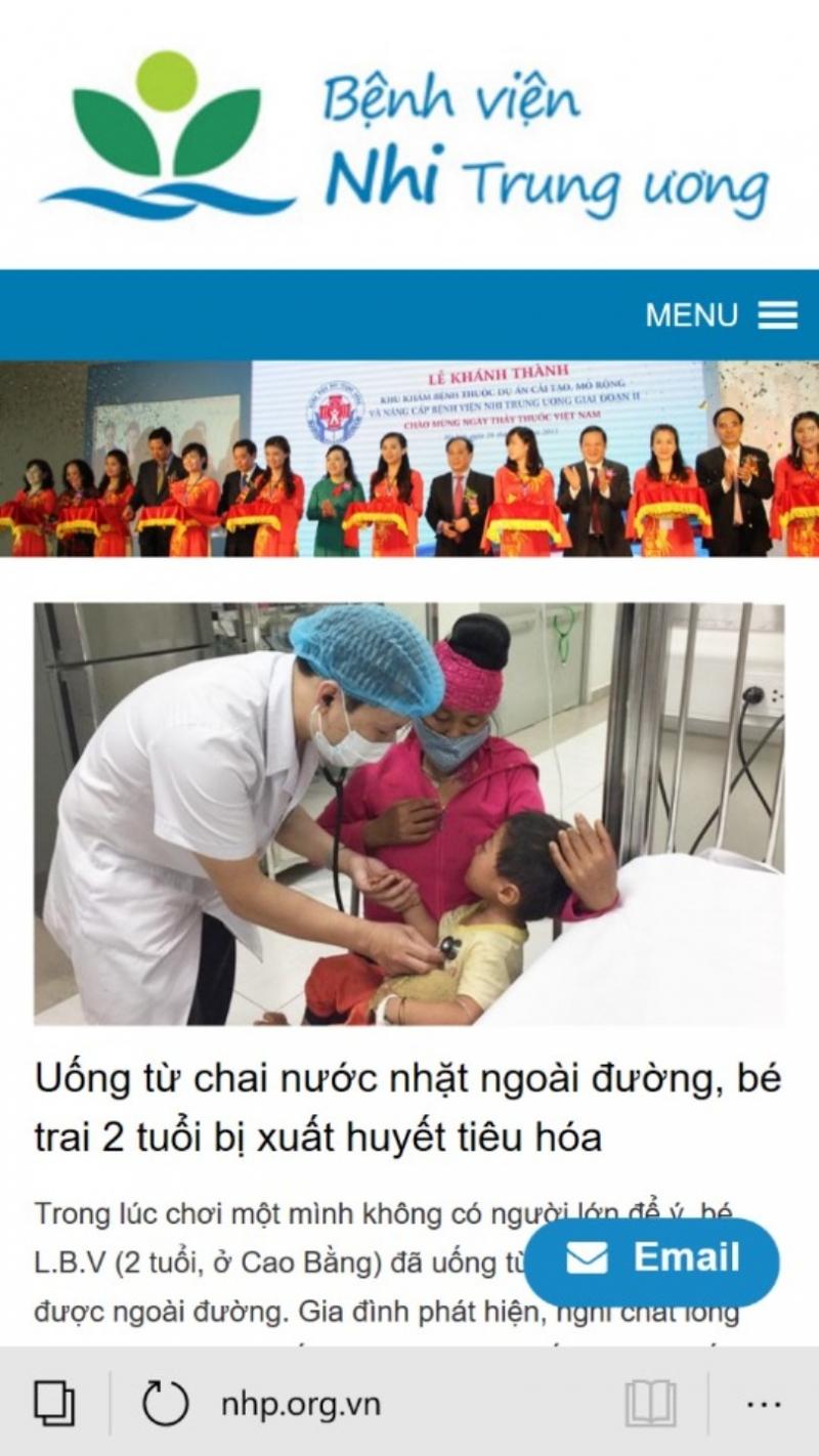 Trang chủ của bệnh viện nhi trung ương