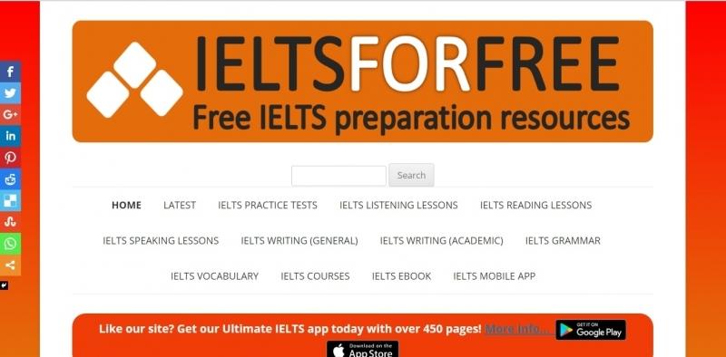 Giao diện trang web IELTS For Free