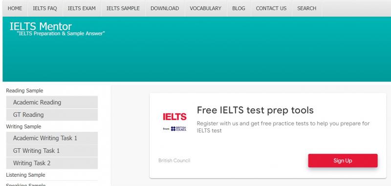 Trang web IELTS Mentor