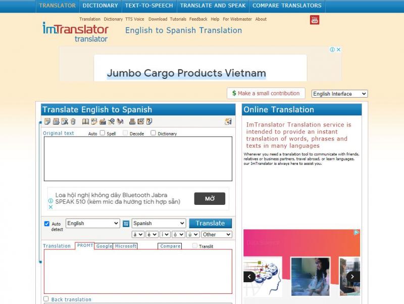 Website của Imtranslator