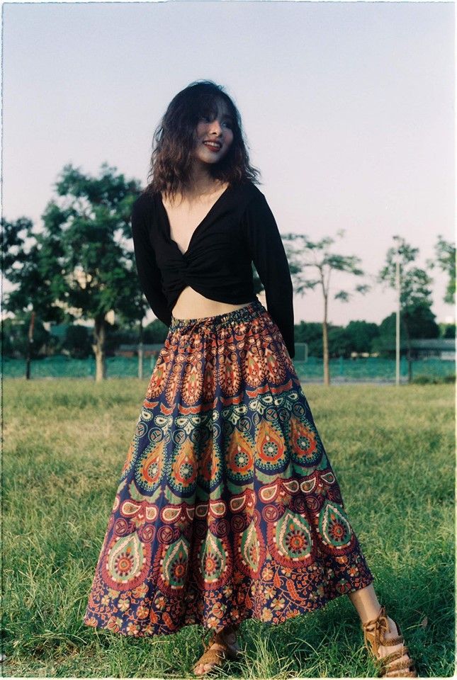 Váy đầm bohemian maxi vintage dáng dài xoè đi biển hoạ tiết hoa lá thổ cẩm  bigsize đẹp giá rẻ  Lazadavn