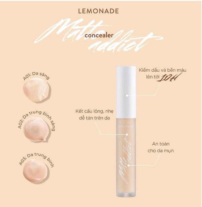 Kem che khuyết điểm kiềm dầu Lemonade Matte Addict Concealer