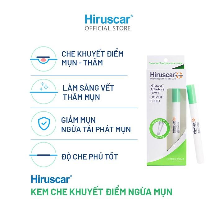 Kem che khuyết điểm và ngăn ngừa mụn Hiruscar Anti Acne Spot Cover Fluid