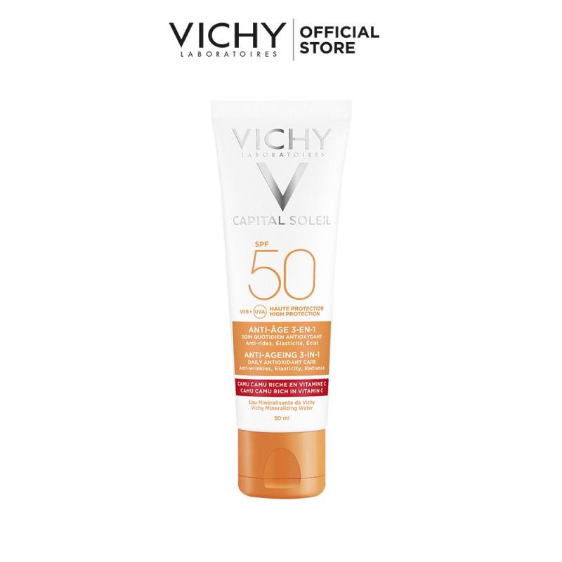 Kem chống nắng bảo vệ và giúp giảm các dấu hiệu lão hóa Vichy Capital Soleil 3 in 1 Anti-Aging SPF50