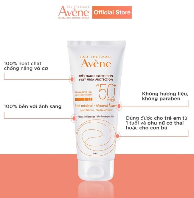 Kem chống nắng cho da nhạy cảm Avène Very High Protection Mineral Lotion SPF 50+