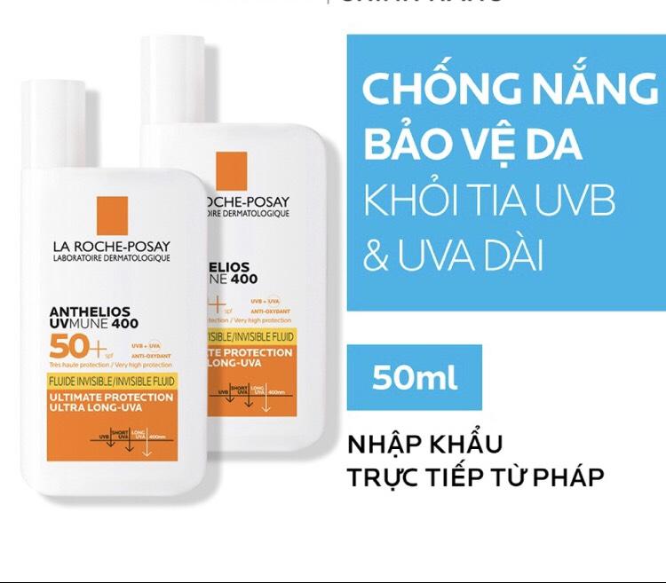 Kem chống nắng dạng sữa lỏng nhẹ không nhờn rít La Roche-Posay Anthelios Invisible Fluid SPF 50+