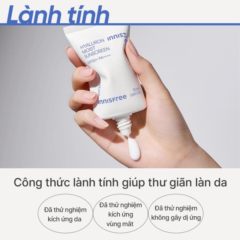 Kem chống nắng dưỡng ẩm & cải thiện nếp nhăn innisfree Hyaluron Moist Sunscreen Essence Texture SPF50+ PA++++ 50 mL