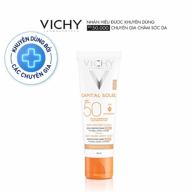 Kem chống nắng giảm thâm nám SPF 50+ Vichy Capital Soleil UVB+UVA Anti Dark Spot 3 in 1