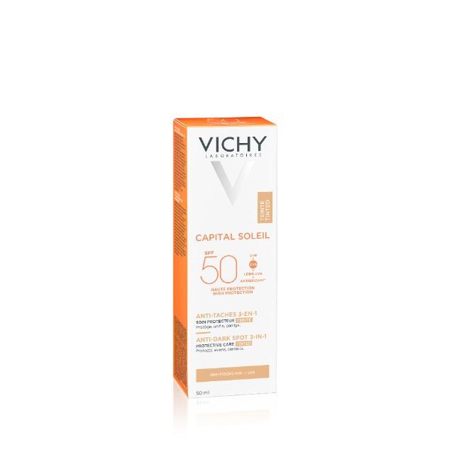 Kem chống nắng giảm thâm nám SPF 50+ Vichy Capital Soleil UVB+UVA Anti Dark Spot 3 in 1