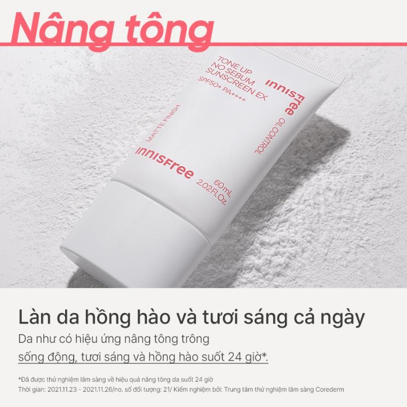 Kem chống nắng kiềm dầu và nâng tông da innisfree Tone Up No Sebum Sunscreen 50ml SPF50+ PA++++