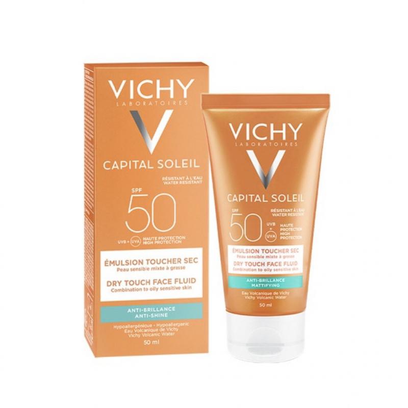 Kem chống nắng không nhờn rít SPF 50 UVA +UVB Vichy Capital Soleil Mattifying Dry Touch Face Fluid 50ml