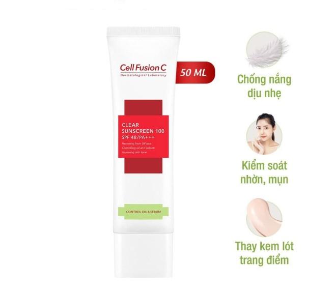 Kem chống nắng kiểm soát dầu & nhờn Cell Fusion C Clear Sunscreen 100 SPF 48/PA+++