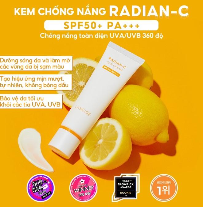 Kem chống nắng Laneige Radian-C Sun Cream SPF 50+ PA++++