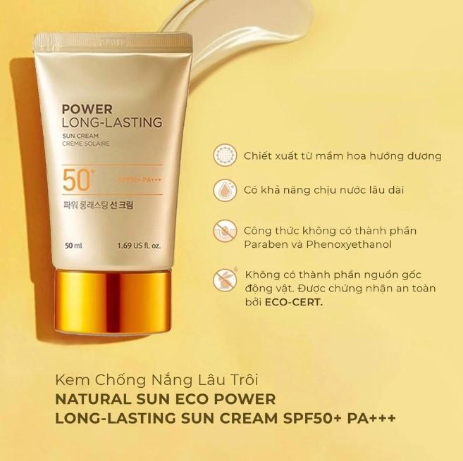 Kem ﻿chống nắng lâu trôi Natural Sun Eco Power Long-Lasting Sun Cream Spf50+