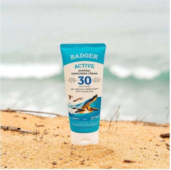 Kem chống nắng vật lý Badger Active Mineral Sunscreen Cream Broad Spectrum SPF30