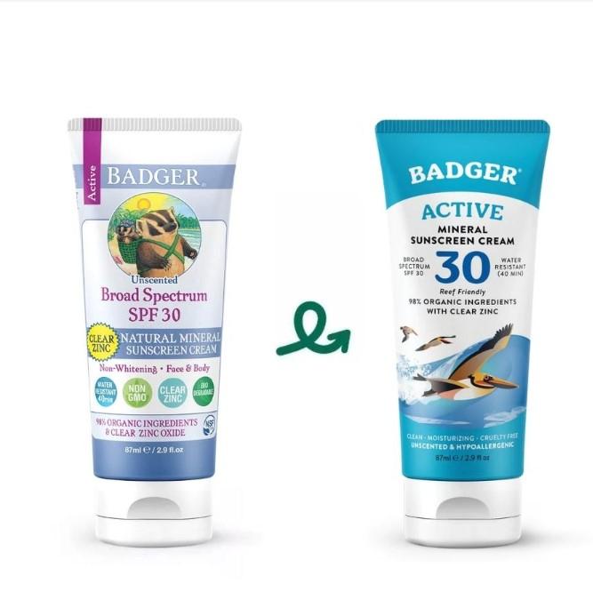 Kem chống nắng vật lý Badger SPF 30 Active Sunscreen