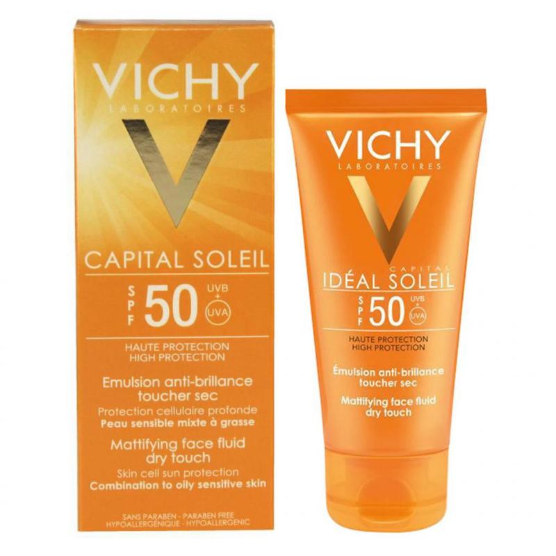 Kem Chống Nắng Vichy Ideal Soleil Bảo Vệ Da Mặt, Không Gây Nhờn Rít SPF50, PA+++ 50ml