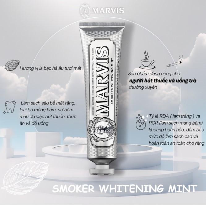 Kem đánh răng Marvis Smokers Whitening Mint