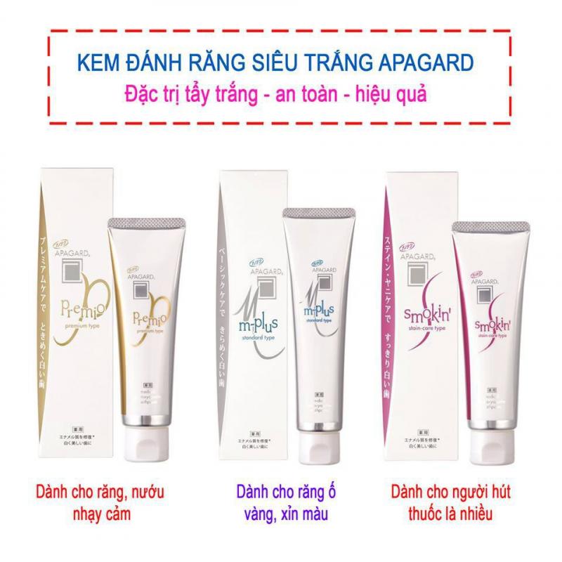 Kem đánh răng Nhật Bản siêu trắng cho người hút thuốc lá cà phê Apagard premio premium - Smokin stain-care