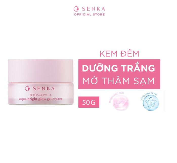 Kem đêm dưỡng trắng Senka Aqua Bright Glow Gel Cream