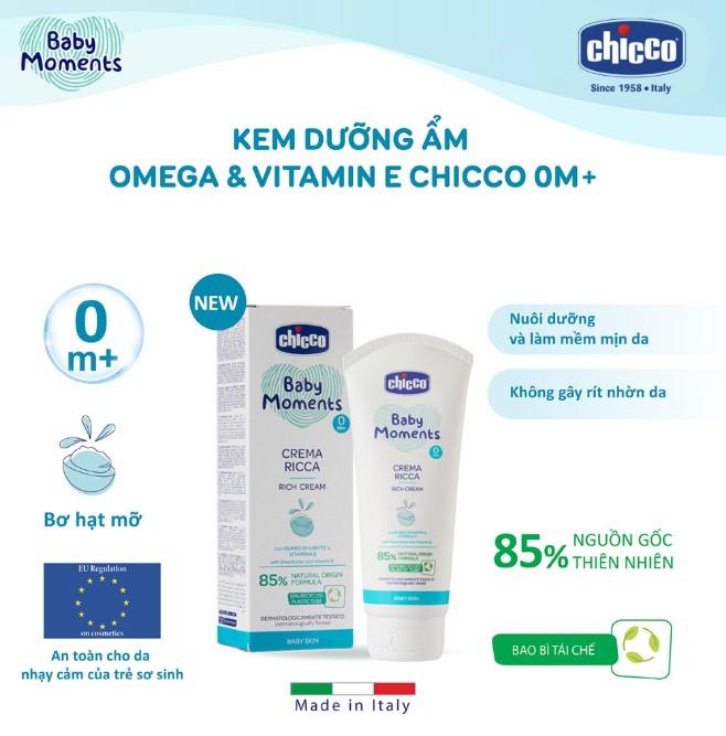 Kem dưỡng ẩm Chicco chứa Omega và Vitamin E