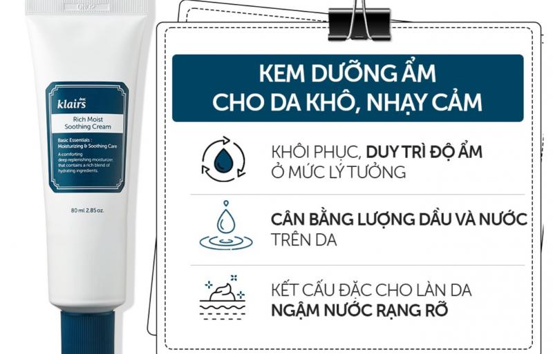 Kem dưỡng ẩm Dear Klairs Rich Moist Soothing Cream