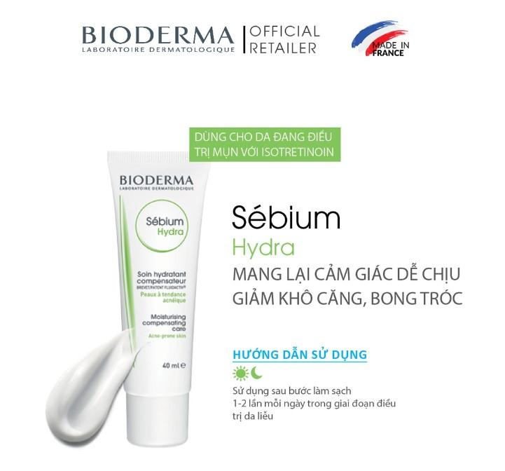 Kem dưỡng ẩm giảm khô căng, bong tróc cho da mụn Bioderma Sebium Hydra