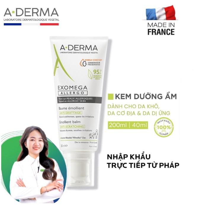 Kem dưỡng ẩm, giảm khô ngứa cho da rất khô, viêm da cơ địa A-Derma Exomega Allergo Emollient Balm