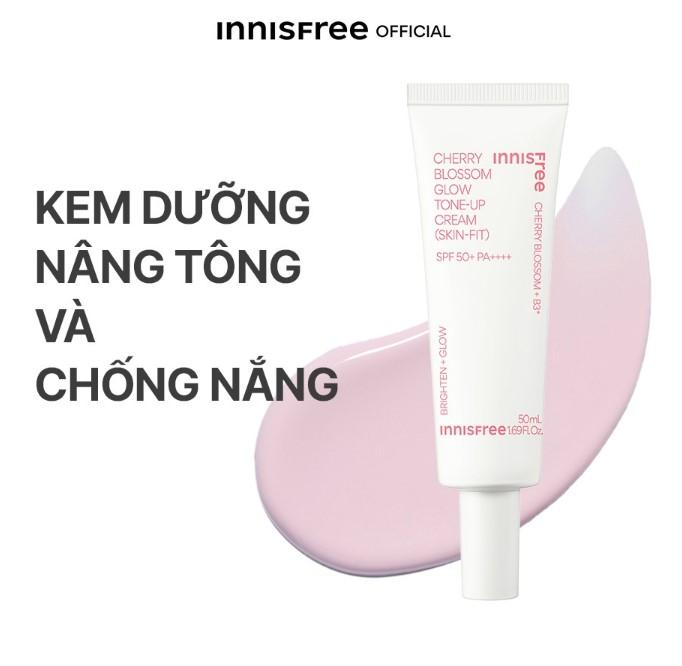 Kem dưỡng ẩm làm sáng chống nắng cho da Innisfree Jeju Cherry Blossom Skin-Fit Tone-Up Cream SPF 50+PA++++