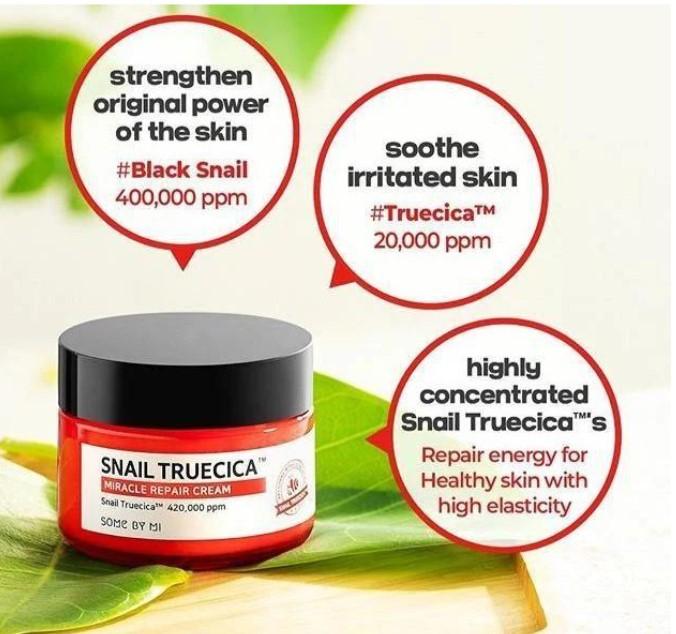 Kem dưỡng ẩm phục hồi, cải thiện sẹo lỏm chiết xuất ốc sên Some by mi Snail truecica Miracle Repair Cream 60g