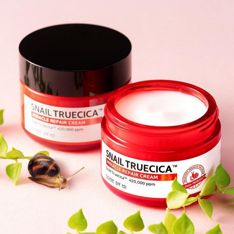 Kem dưỡng ẩm phục hồi, cải thiện sẹo lỏm chiết xuất ốc sên Some by mi Snail truecica Miracle Repair Cream 60g
