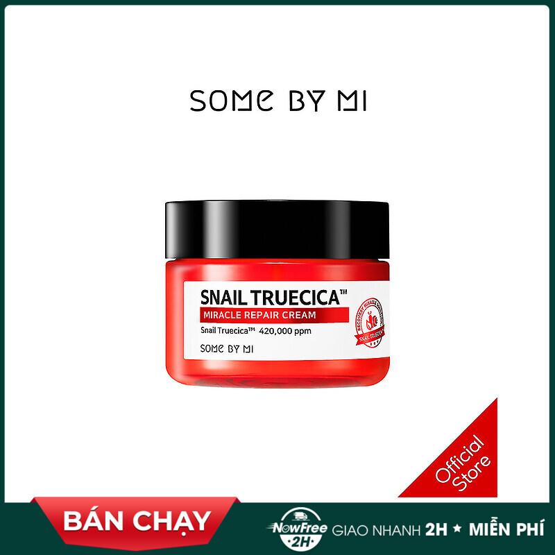 Kem dưỡng ẩm phục hồi, cải thiện sẹo lỏm chiết xuất ốc sên Some by mi Snail truecica Miracle Repair Cream 60g