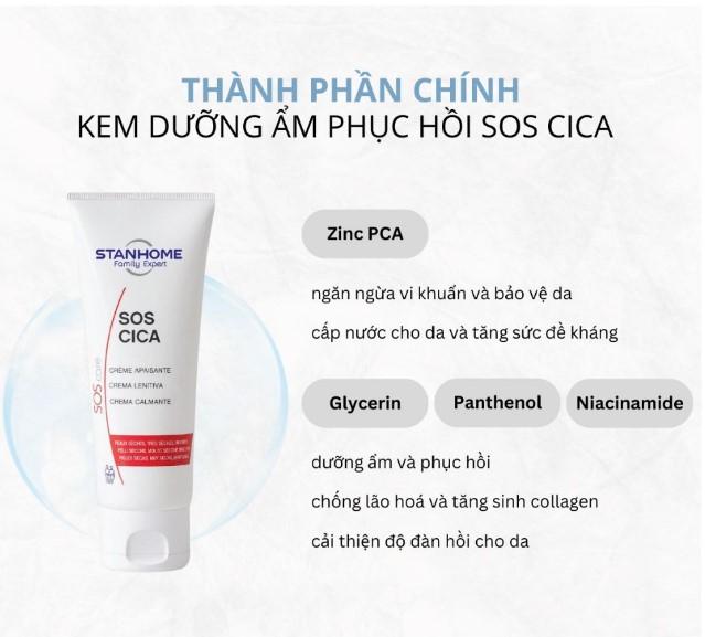 Kem dưỡng ẩm phục hồi viêm da cơ địa khẩn cấp Stanhome Sos Cica