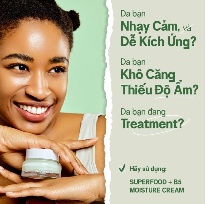 Kem dưỡng ẩm thuần chay siêu phục hồi da nhạy cảm Vegick Superfood + B5 Moisture Cream