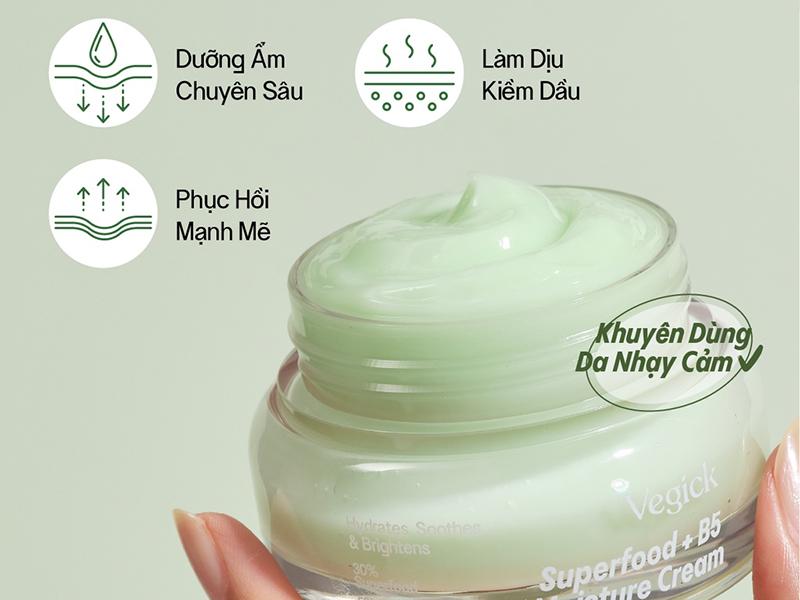 Kem dưỡng ẩm thuần chay Vegick Superfood + B5 Moisture Cream