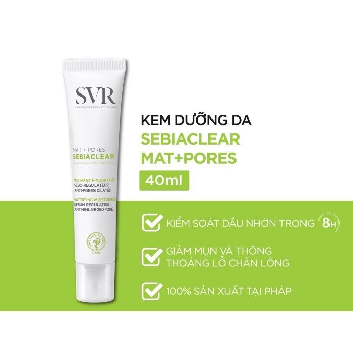 Kem dưỡng kiềm dầu, se khít lỗ chân lông SVR Sebiaclear Mat + Pores