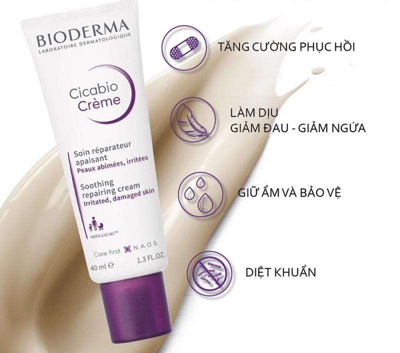 Kem dưỡng phục hồi da tổn thương Bioderma Cicabio Crème