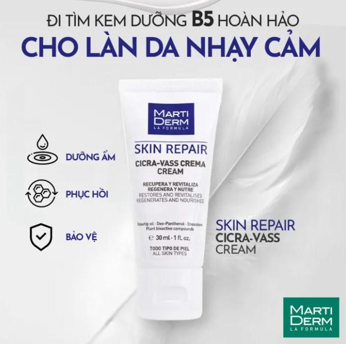 Kem dưỡng tái tạo và phục hồi da nhạy cảm MartiDerm Skin Repair Cicra Vass Cream