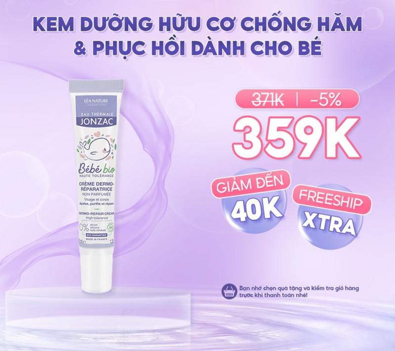 Kem dưỡng tái tạo và phục hồi da thương tổn cho bé Eau Thermal Jonzac Bébé Bio Dermo Repair Cream