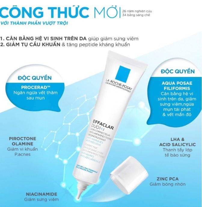 Kem giảm mụn La Roche-Posay Effaclar Dou+