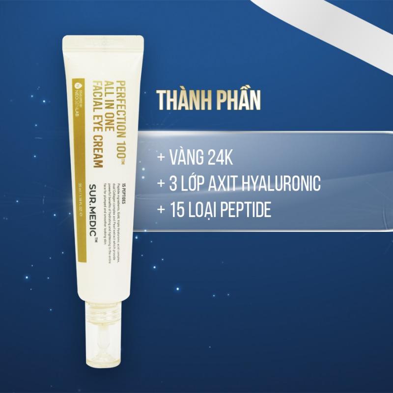 Kem ﻿giảm thâm mắt xoá mờ nếp nhăn Surmedic Perfection 100tm All In One Facial Eye Cream