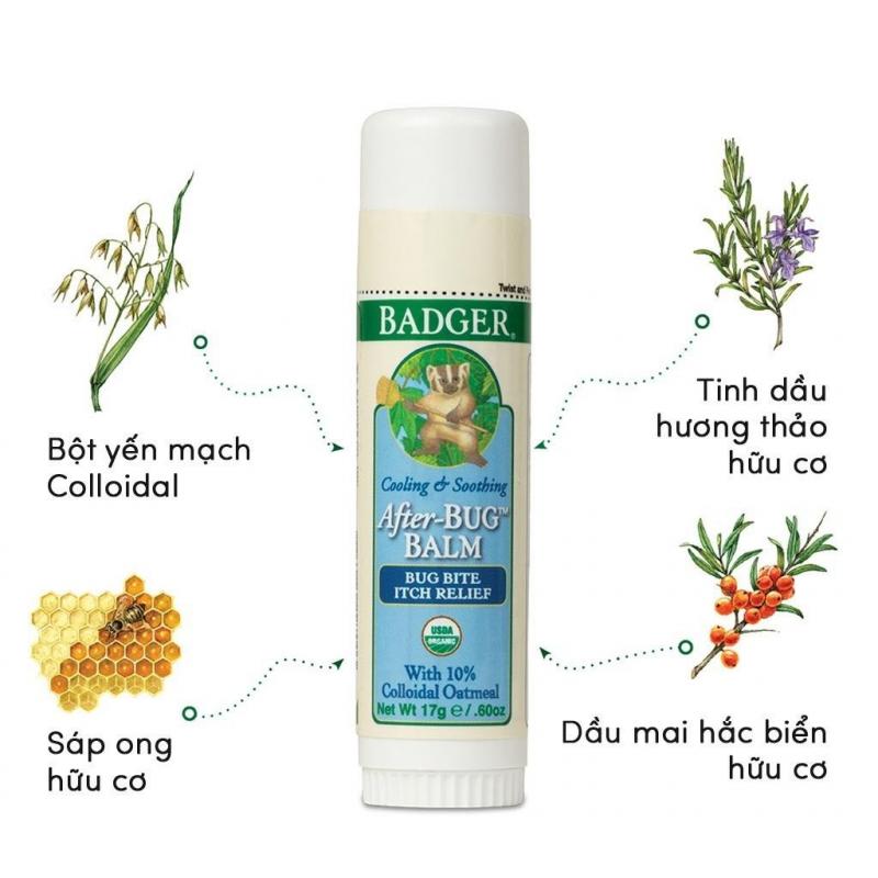 Kem hữu cơ bôi giảm ngứa BADGER After Bug organic thoa muỗi cắn đốt, mẩn đỏ, dị ứng chống thâm an toàn cho bé