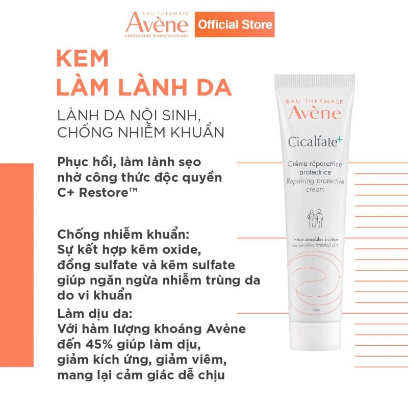 Kem làm lành da nội sinh, ngăn ngừa nhiễm khuẩn Avène Cicalfate+