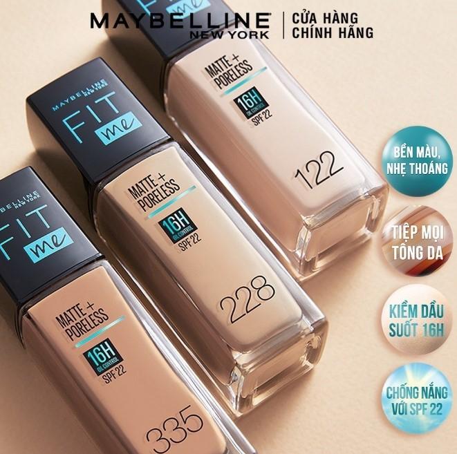 Kem nền mịn nhẹ kiềm dầu Fit Me Maybelline New York Matte Poreless Foundation