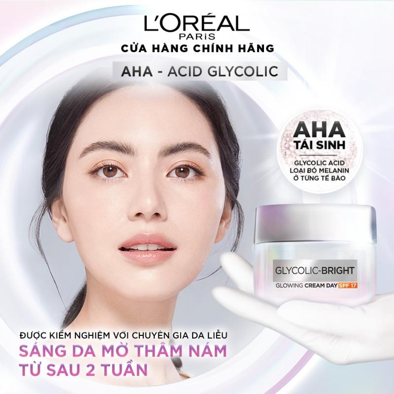 Kem ngày dưỡng sáng mờ thâm nám L'Oreal Paris Glycolic (AHA) Bright SPF 17