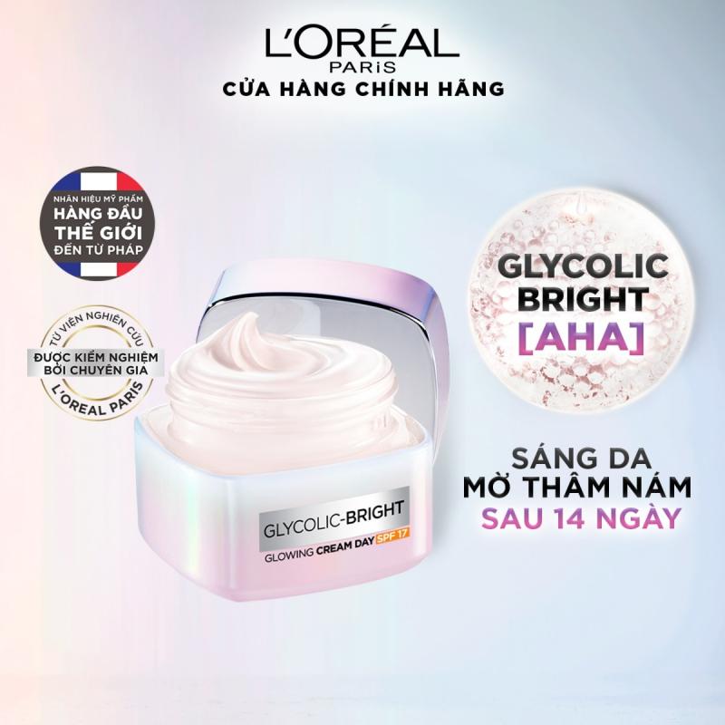 Kem ngày dưỡng sáng mờ thâm nám L'Oreal Paris Glycolic (AHA) Bright SPF 17