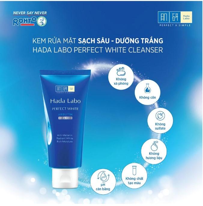 Kem rửa mặt dưỡng trắng Hada Labo Perfect White Cleanser