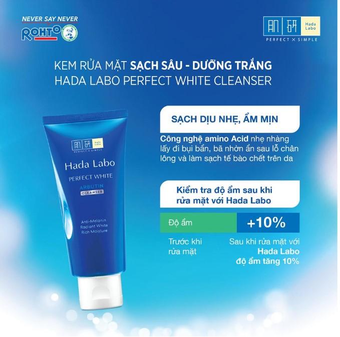 Kem rửa mặt dưỡng trắng Hada Labo Perfect White Cleanser