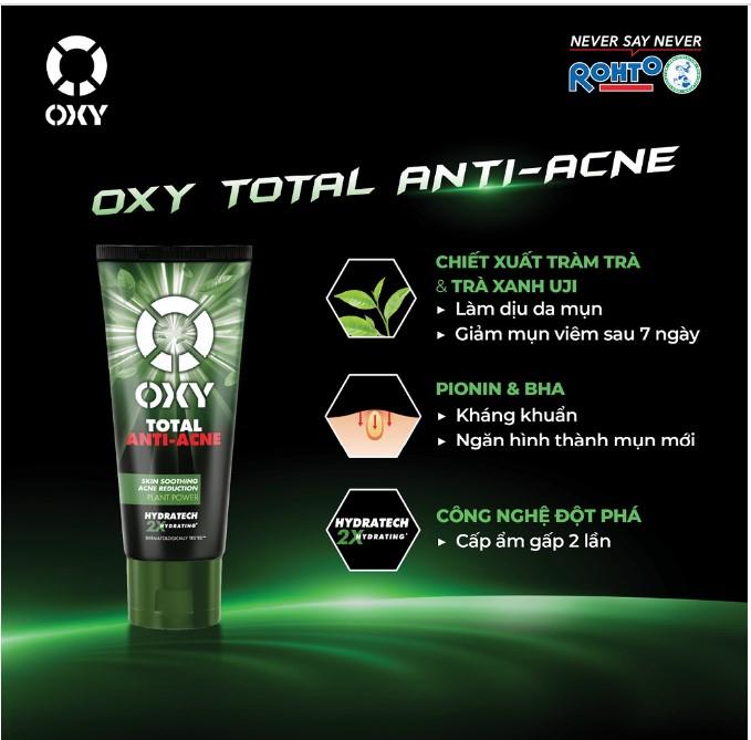 Kem rửa mặt sạch khuẩn mụn kiểm soát nhờn OXY Total Anti Acne 100g